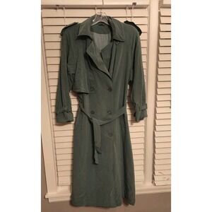 Trenchcoat‎ Plaid Women's Raincoat Green Plaid SIZE 8 Belted VTG 80s 90s